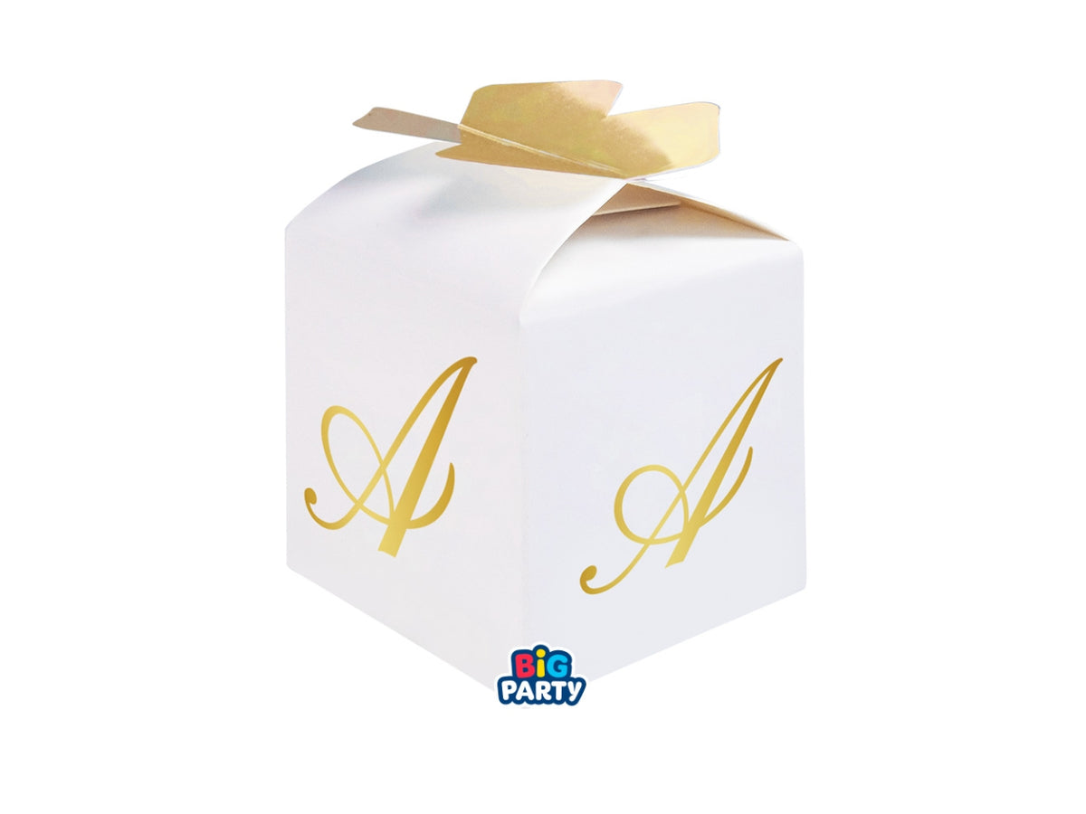 Scatoline portaconfetti Cubetto Fiocco Lettera A Oro set da 10 scatoline