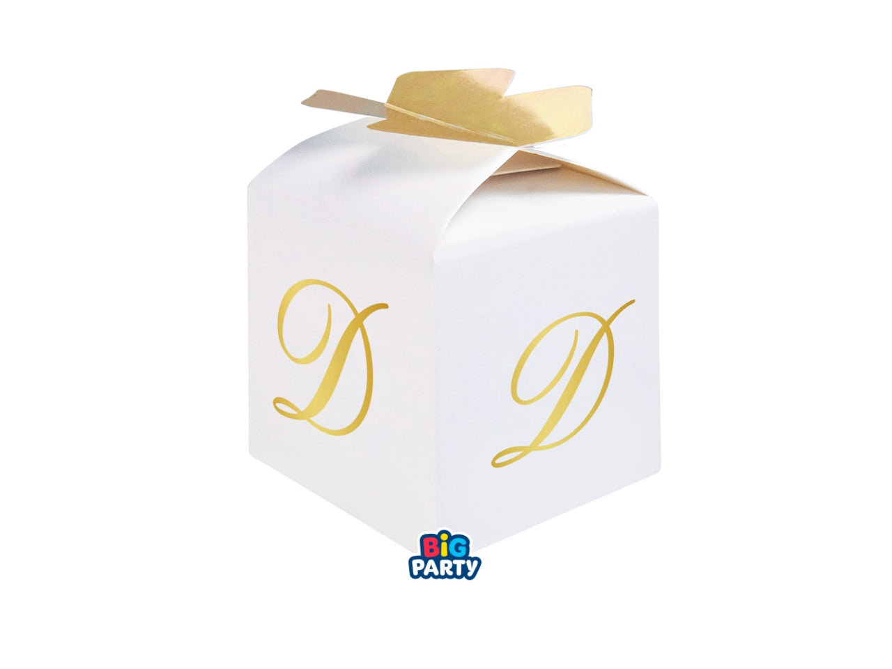 Scatoline portaconfetti Cubetto Fiocco Lettera D Oro set da 10 scatoline
