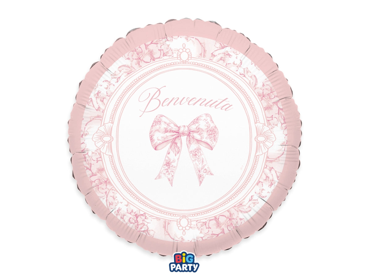 Palloncini Foil Tondo 45cm Benvenuta Fiocco Vintage