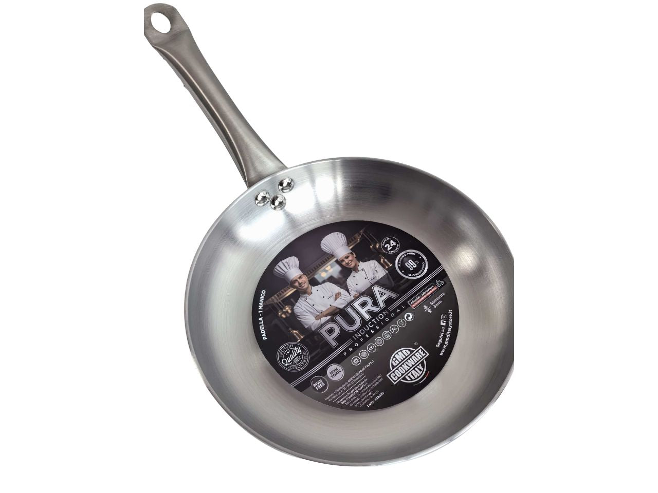 Pura induction-padella 1m inox 24cm 3mm