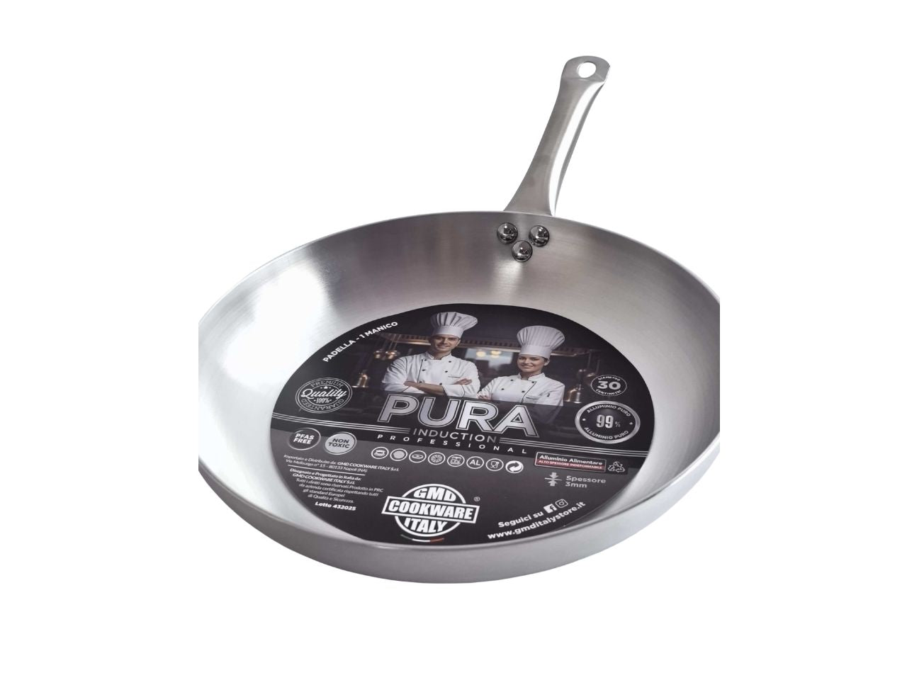 Pura induction-padella 1m inox 30cm 3mm