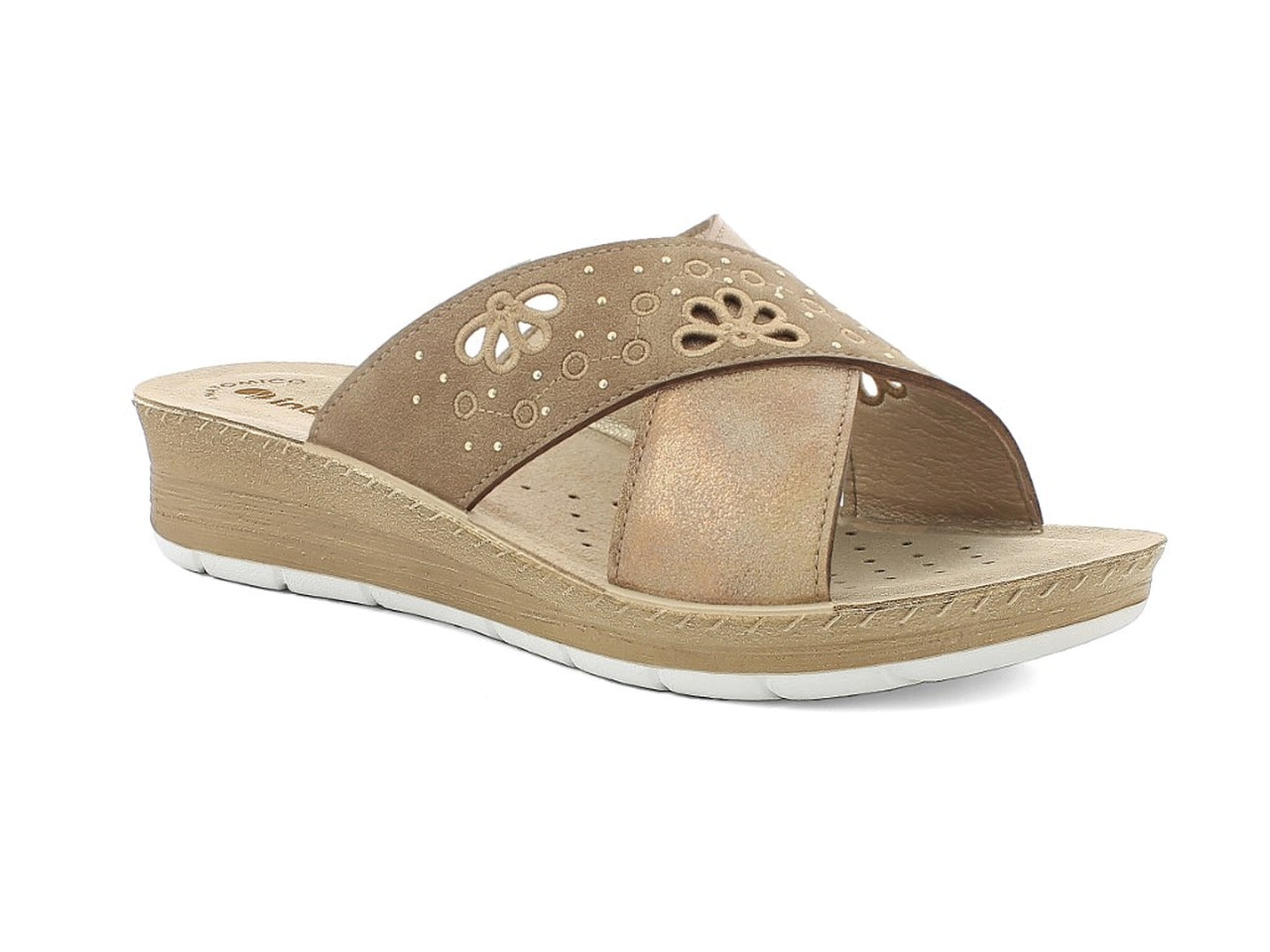 Inblu ciabatta donna doppia fascia con traforo fiorato, corda taglia 38