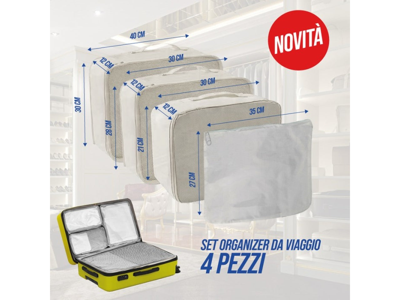 Set organizer viaggio 4 pezzi