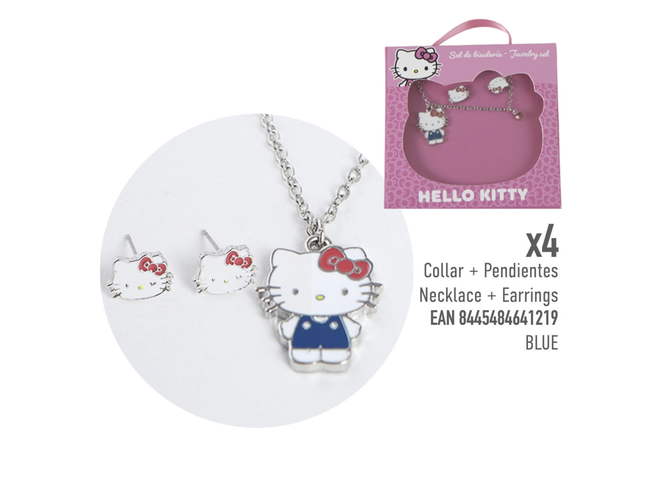 Hello kitty collana con pendente orecchini blue