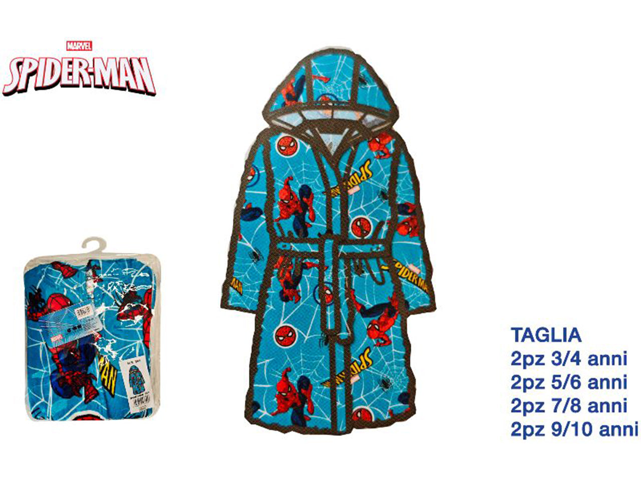 Spiderman accappatoio taglie assortite