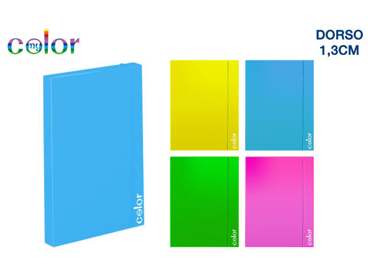 Cartellina a4 con elastico 200gr d.1,3 fluo