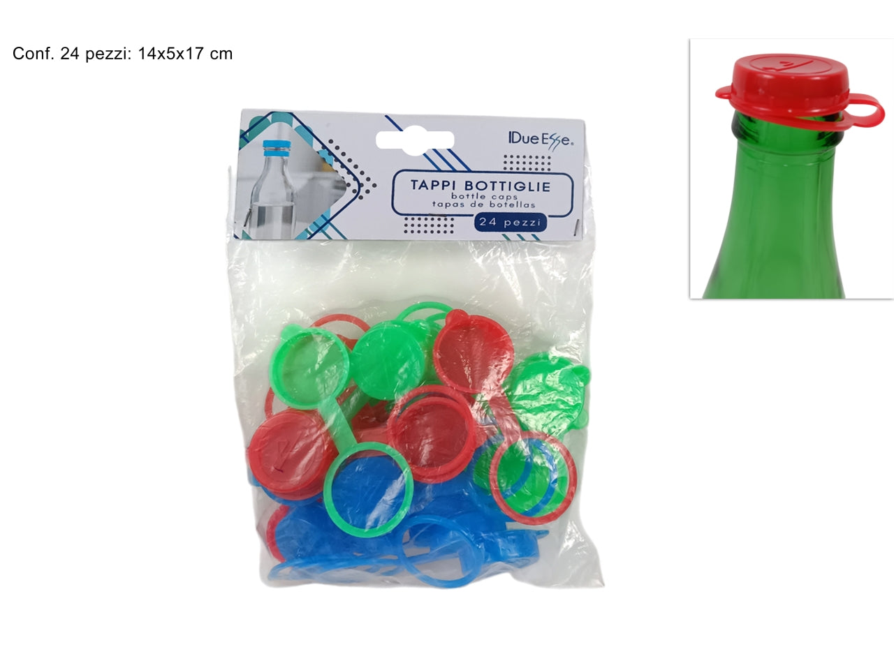 Tappi bottiglia in plastica 24 pezzi