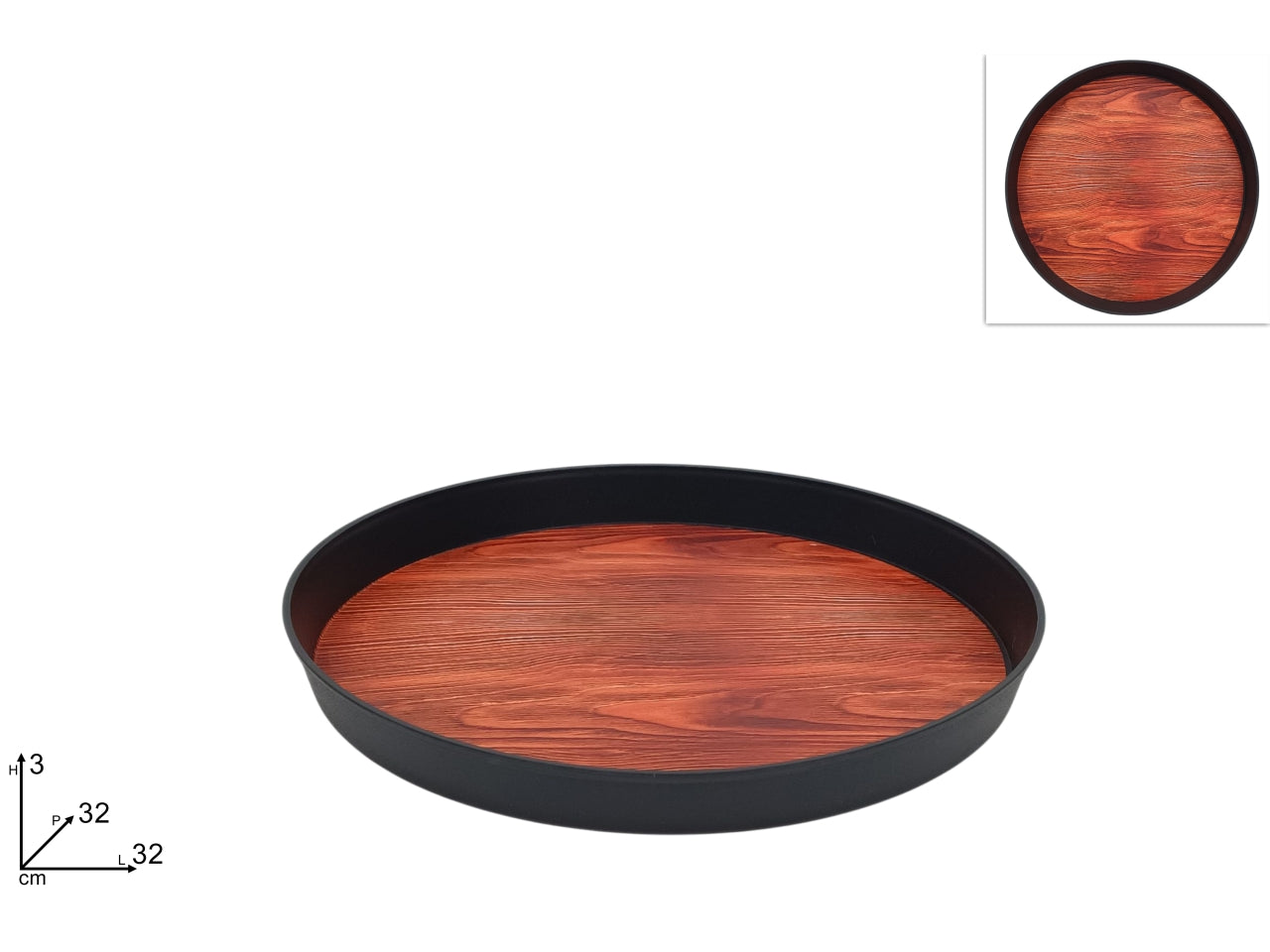 Vassoio in plastica 32cm effetto legno
