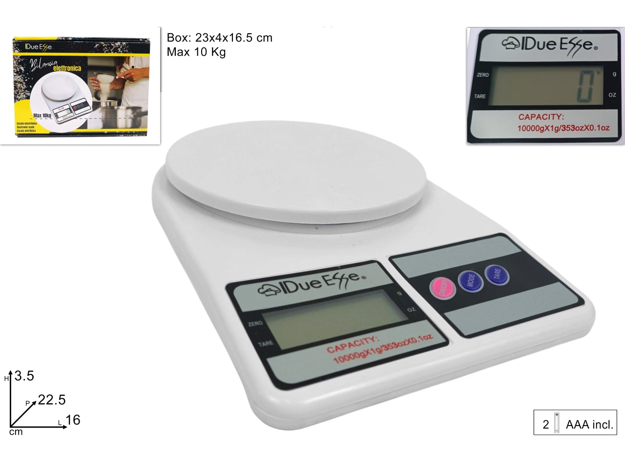 Bilancia da cucina elettronica max 10kg