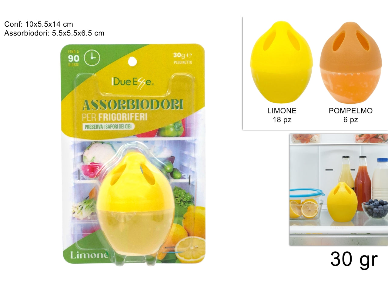 Assorbiodori ovetto a gel per frigorifero da 30gr in 2 fragranze