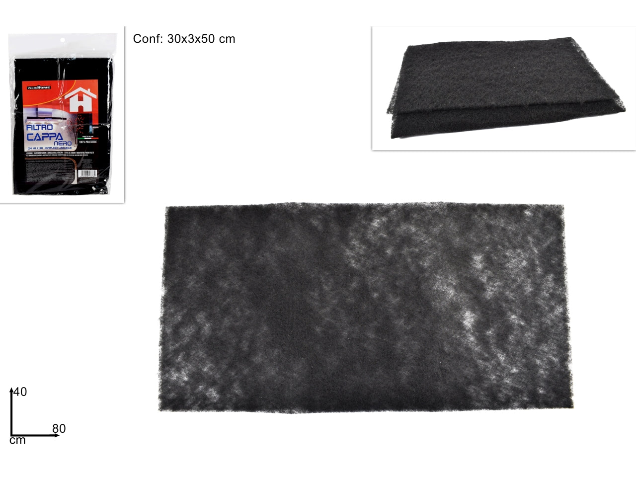 Filtro cappa nero 40x80cm