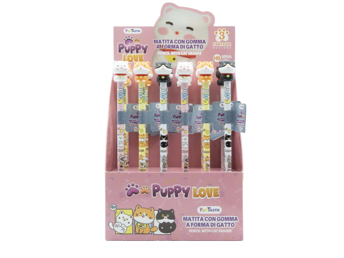 Matita con gomma a forma gatto assortita