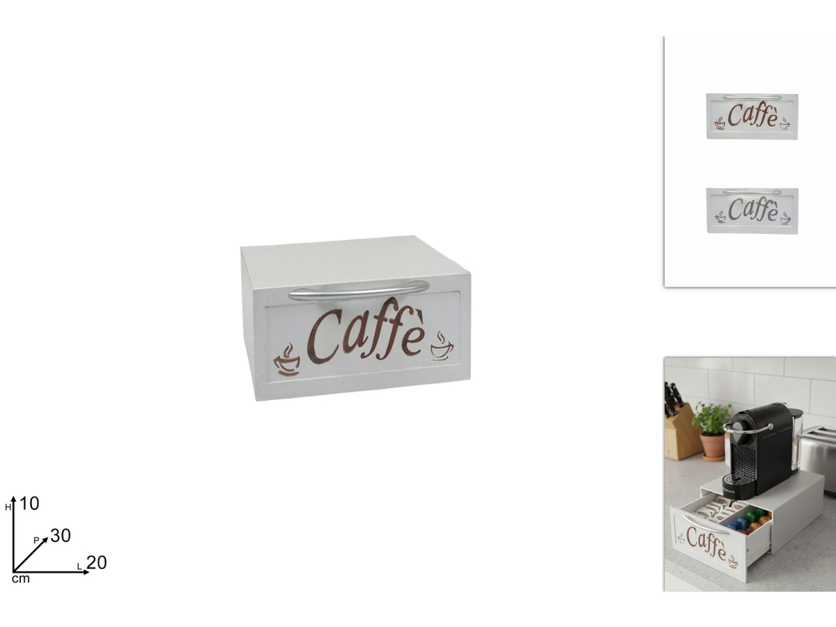 Portacialde in legno con scritta Caffè 30x20x10cm, 2 colori assortiti