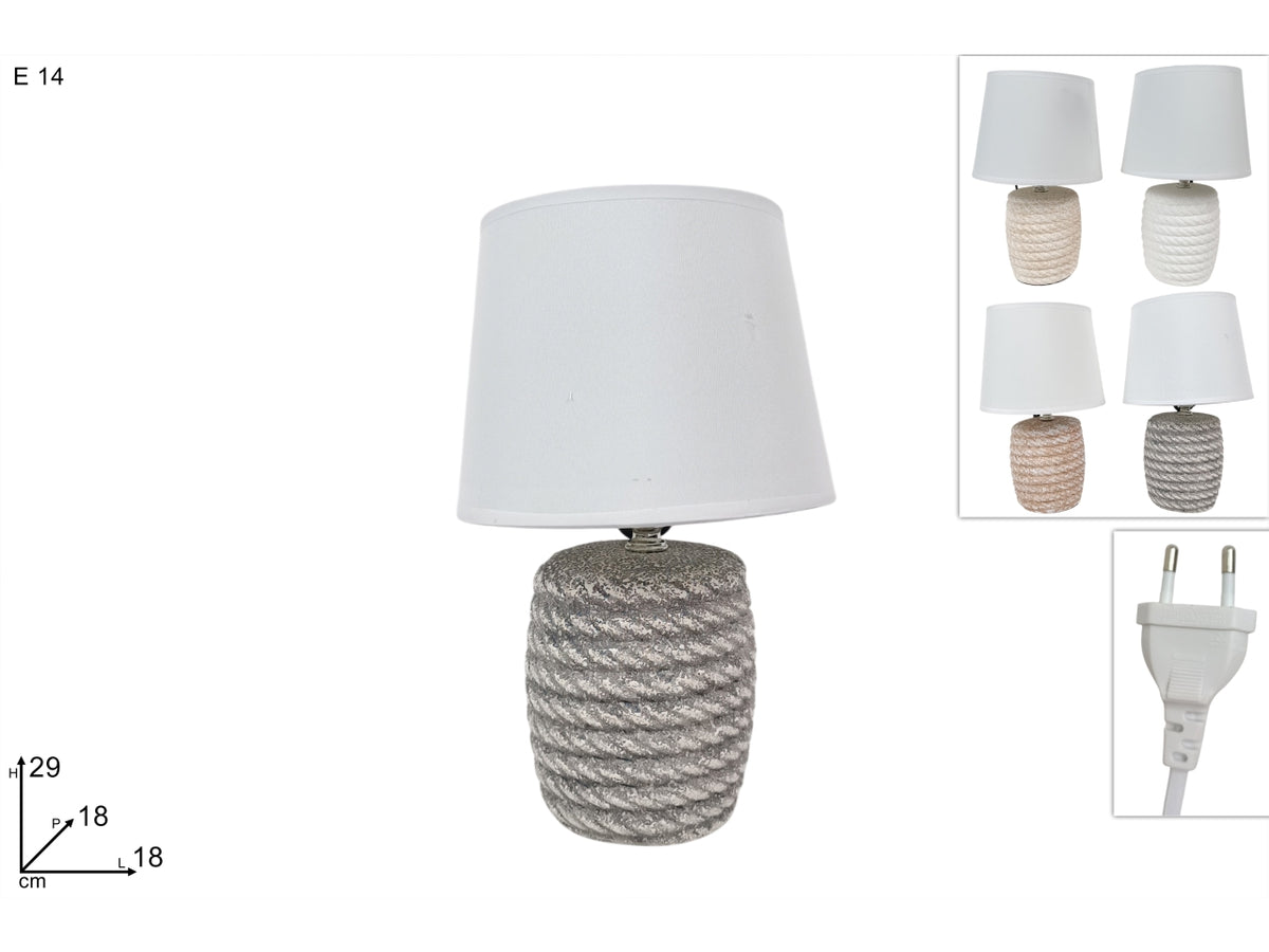 Lume in ceramica 29cm, fantasia a corde in 4 colori assortiti