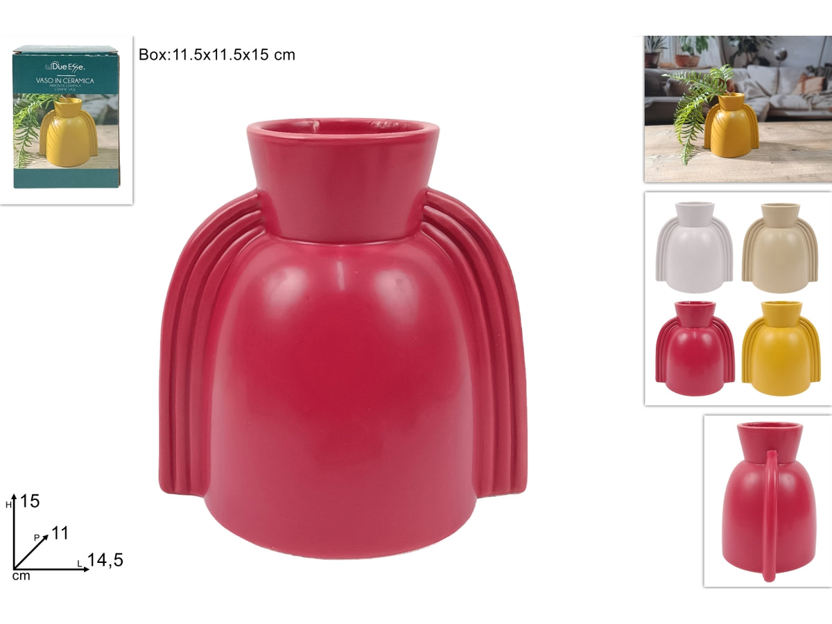 Vaso in ceramica 15cm in 4 colori assortiti