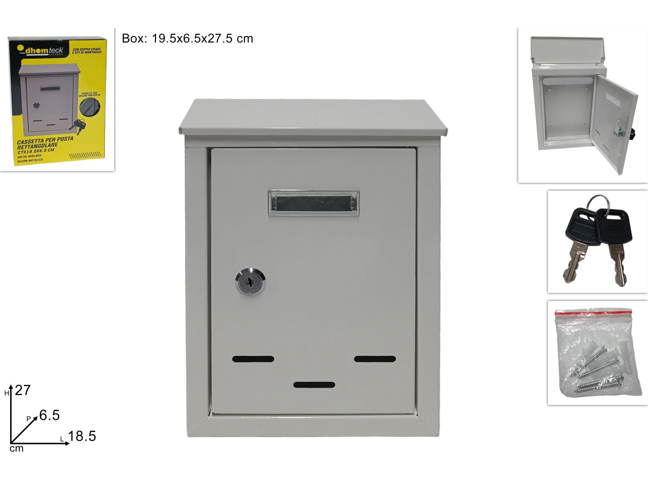 Cassetta per posta 27x18,5x6,5cm bianco