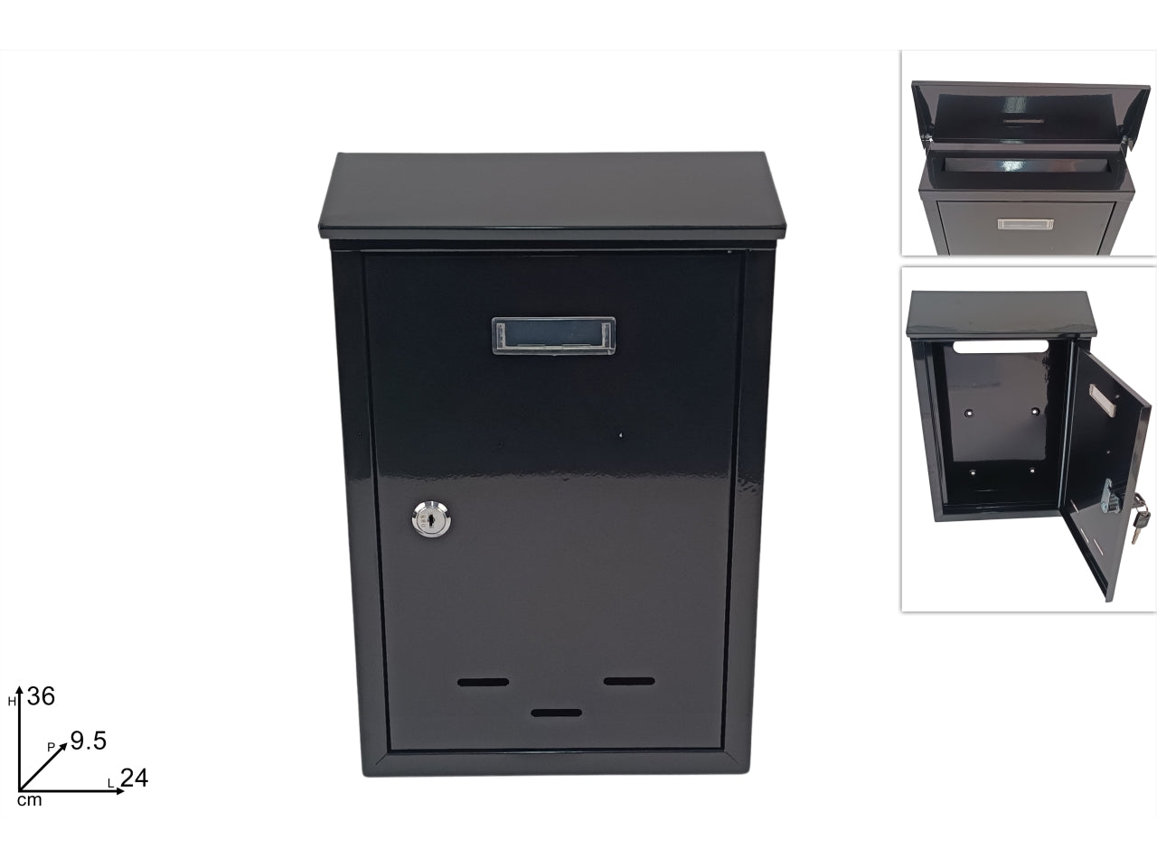 Cassetta per posta 36x24x9,5cm nero