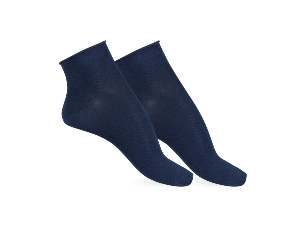 Minicalza da donna maglia jersey in cotoneset da 2 paia blu notte tg 36/40
