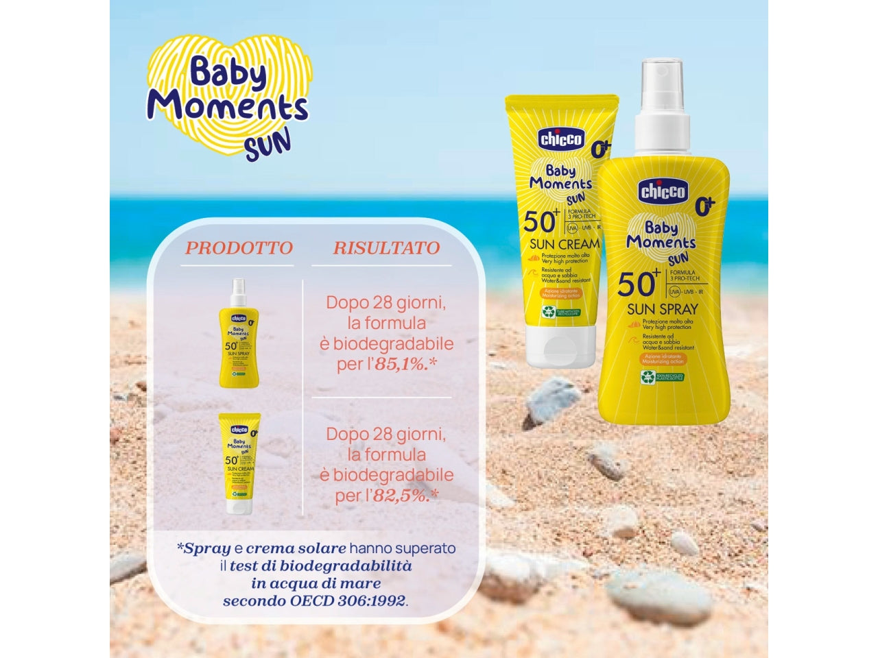 Chicco crema solare Baby Moments sun spf 50+ tubo da 75ml