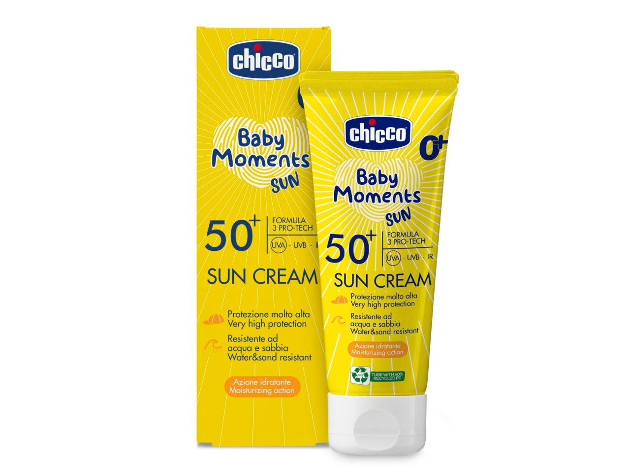 Chicco crema solare Baby Moments sun spf 50+ tubo da 75ml