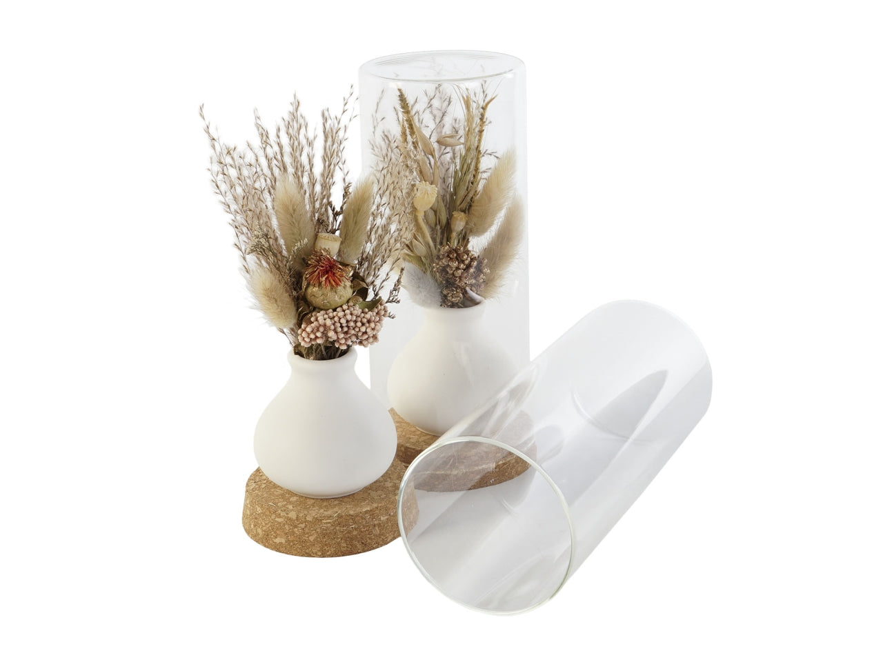 Decorazione fiore secco 8,5x8,5x20cm in 2 assortimenti