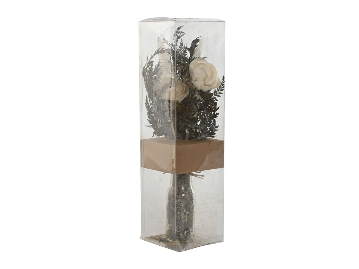 Pianta fiore secco cristallo 11x11x40cm in 3 assortimenti