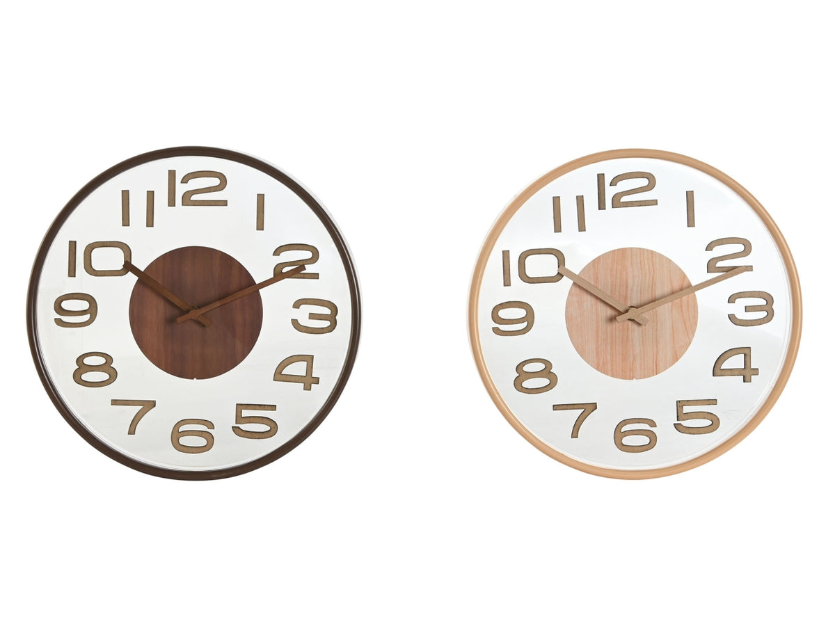 Orologio parete pvc 30x4,7x30cm simil legno in 2 assortimenti