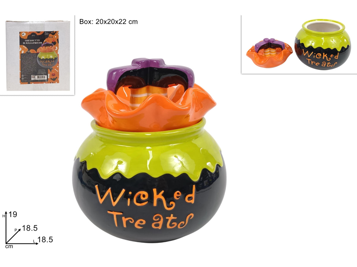 Barattolom in ceramica Halloween 18,5xh.19cm
