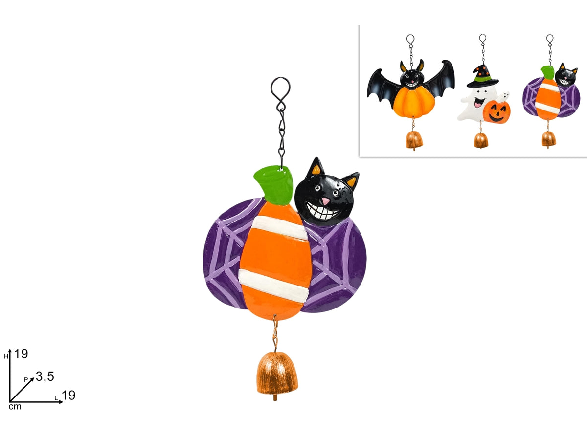 Appendino in latta 19cm halloween con capanellina in 3 soggetti assortiti