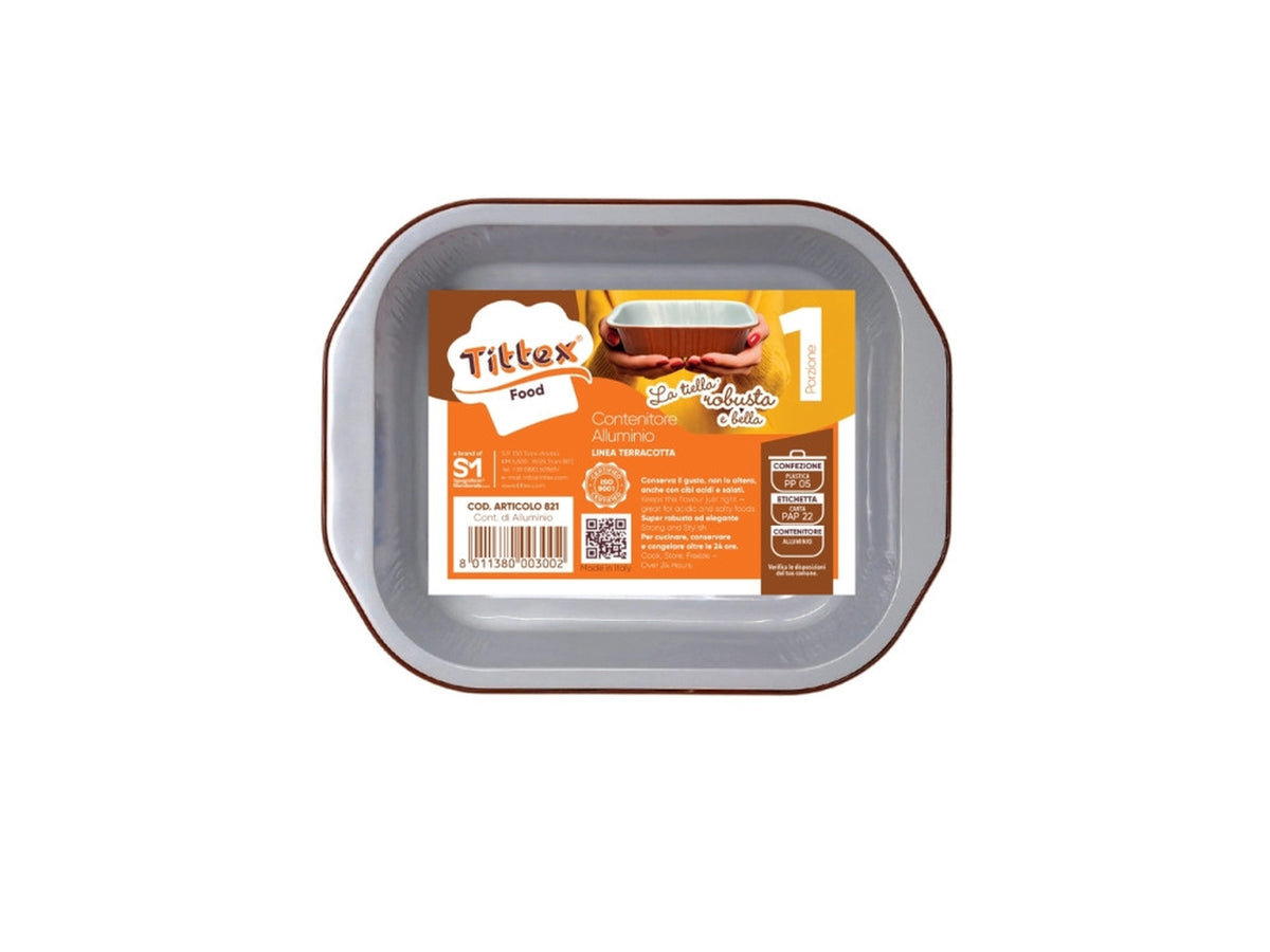 Contenitore di alluminio la tiella terracotta 1 porzione 4 pezzi
