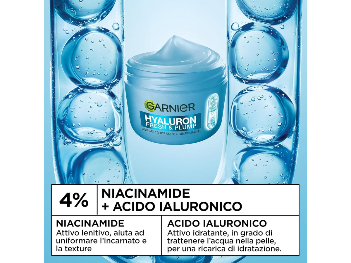 Garnier crema viso da giorno Hyaluron Fresh&Plump sorbetto idratante rimpolpante 85ml