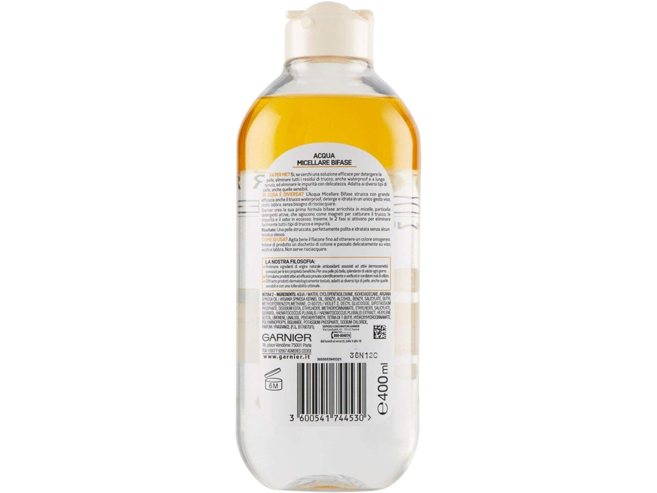 Garnier acqua micellare oil bifase con olio di argan 400ml