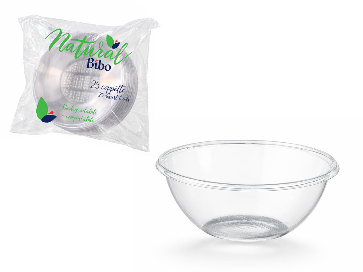 Coppetta Dessert in plastica da 350ml trasparente in confezione da 25 coppette