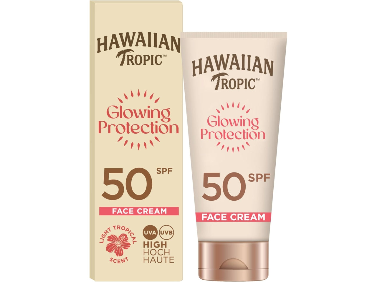 Hawaiian Glowing Protection crema viso SPF50, tubetto da 50ml $
