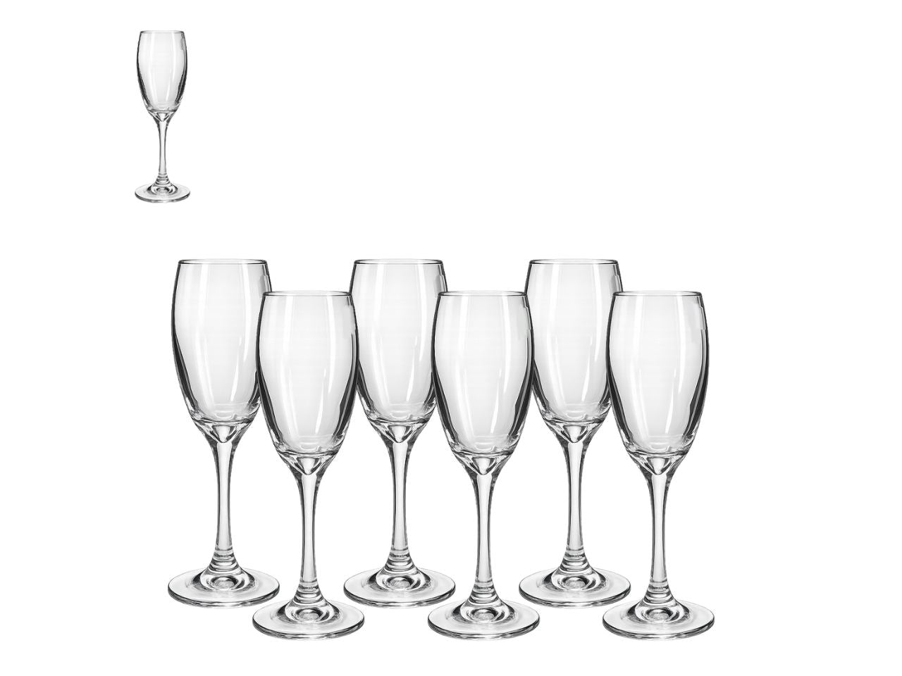 Flute in vetro trasparente 19,5cm 170cl in confezione da 6 flute