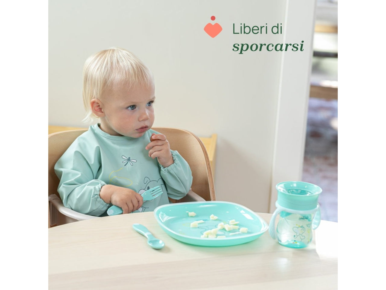 Chicco bavaglina maniche 6m+ azzurro