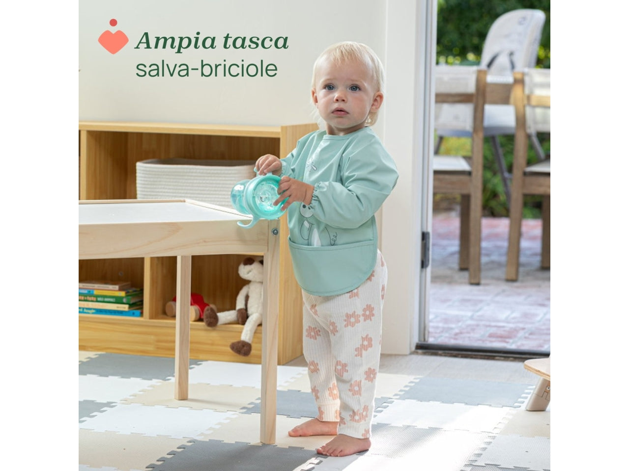 Chicco bavaglina maniche 6m+ azzurro