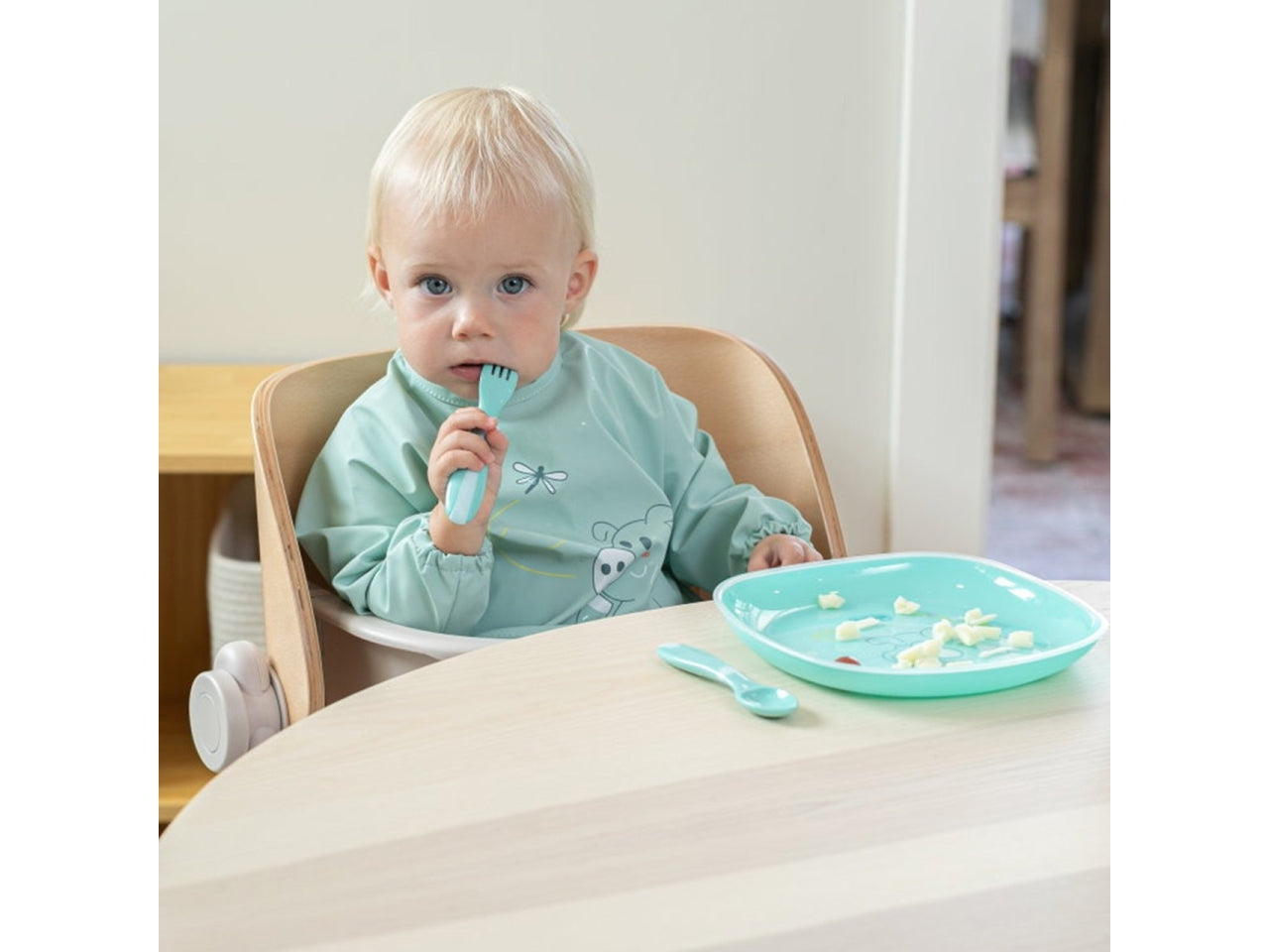 Chicco bavaglina maniche 6m+ azzurro