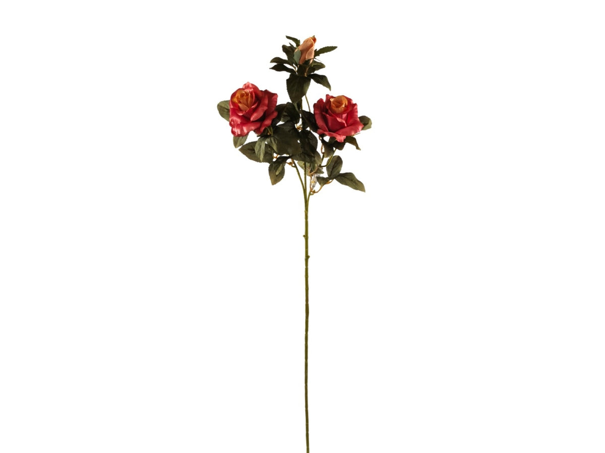 Rosa con 2 fiori e 2 boccioli 67cm fucsia