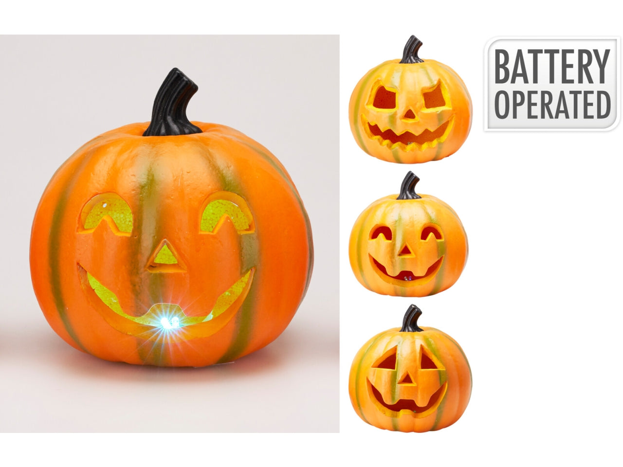 Zucca halloween 20cm con luce led in 3 modelli assortite