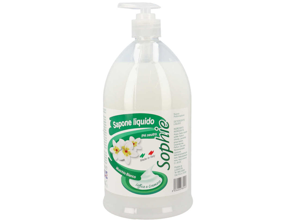 Sapone mani Sophie da 1 L con dispenser muschio bianco $