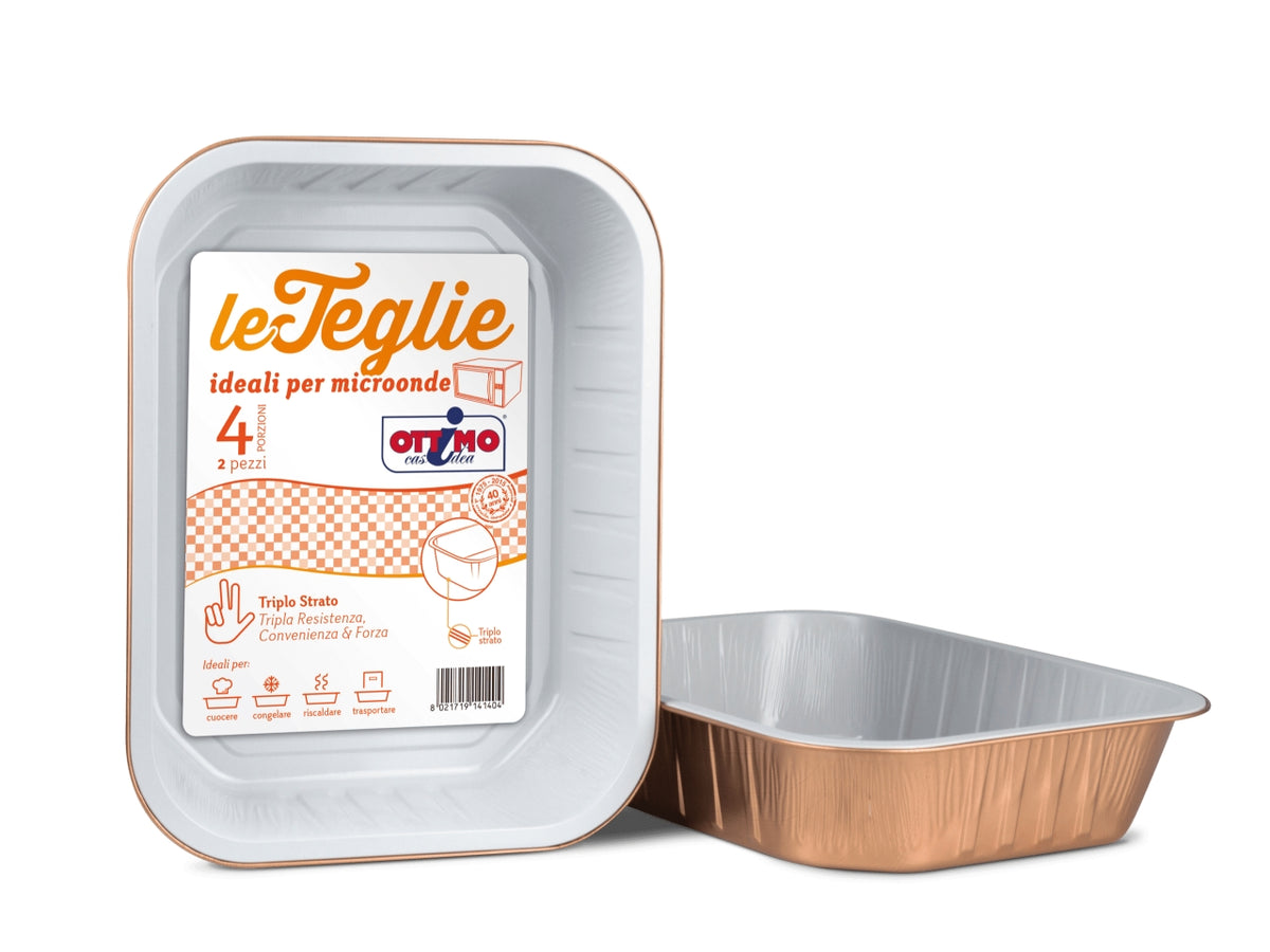 Ottimo teglia alluminio 4 porzioni set da 2 teglie laccate per microonde