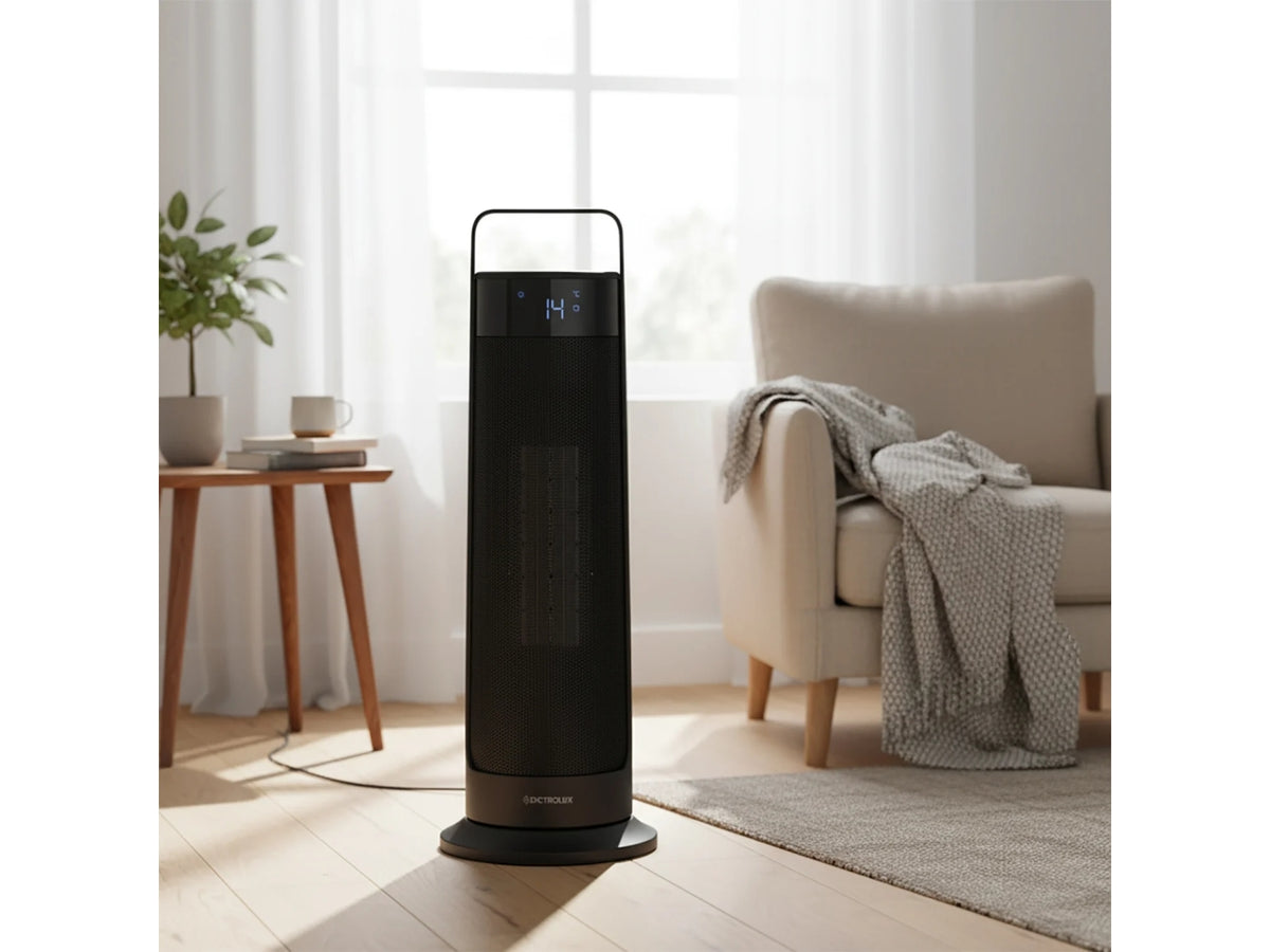 Termoventilatore a colonna Black Arcadia 2000W 19x19xh.54cm con oscillazione, 2 velocità e telecomando