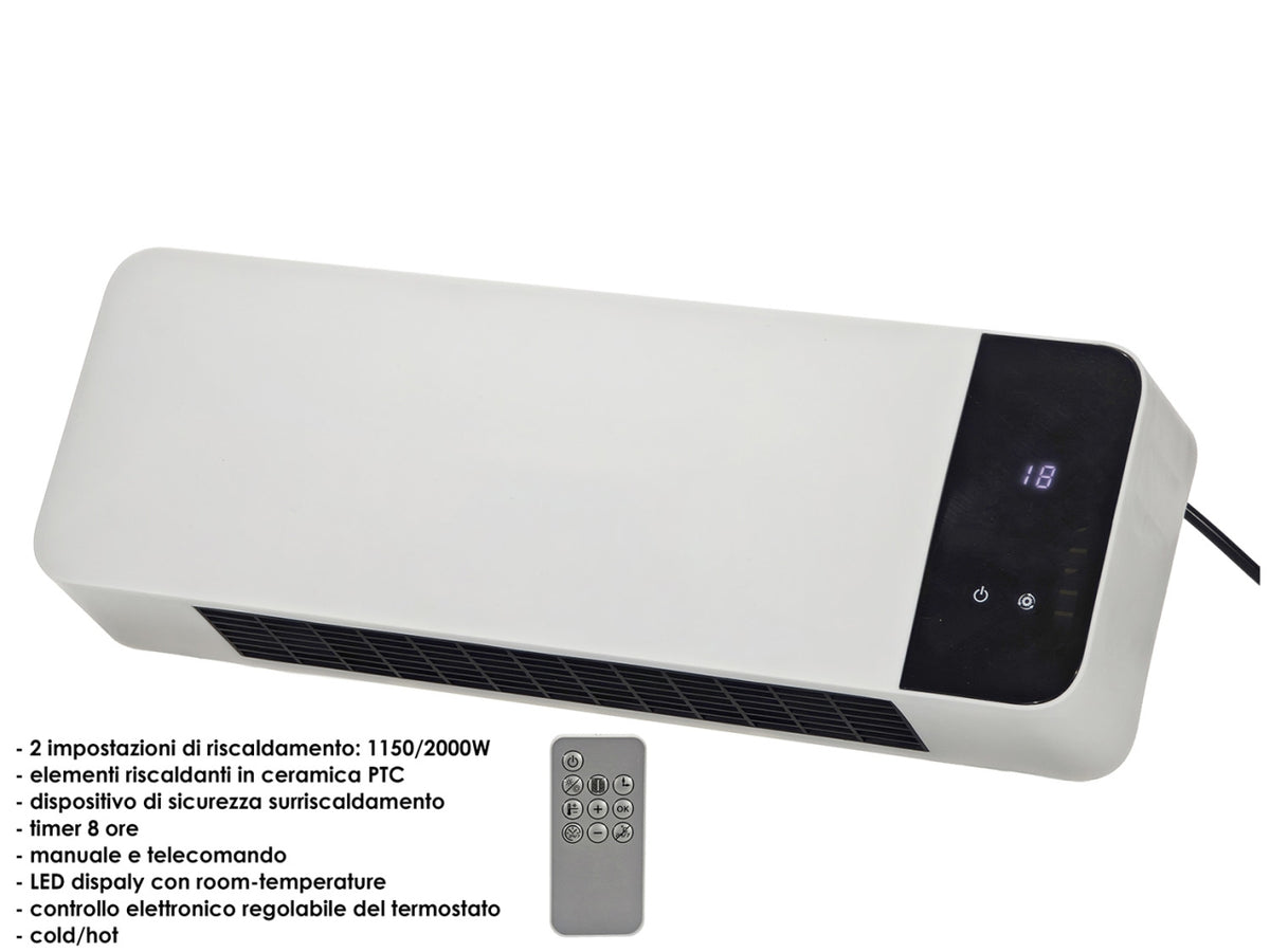 Termoventilatore con 2 livelli di riscaldamento 1150-2000W ad elementi in ceramica e telecomando