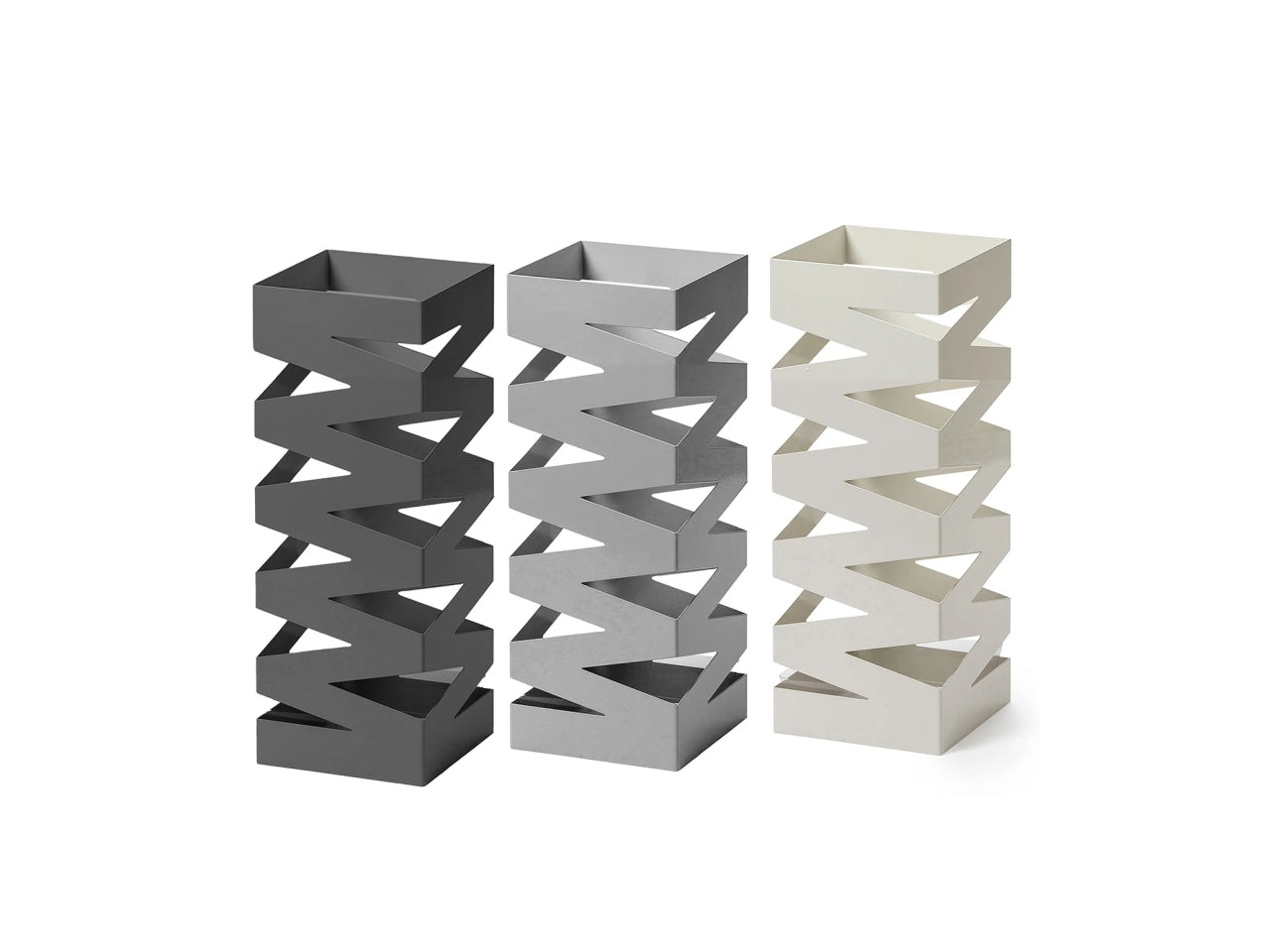 Portaombrelli quadrato a zig zag di ferro in 3 colori assortiti