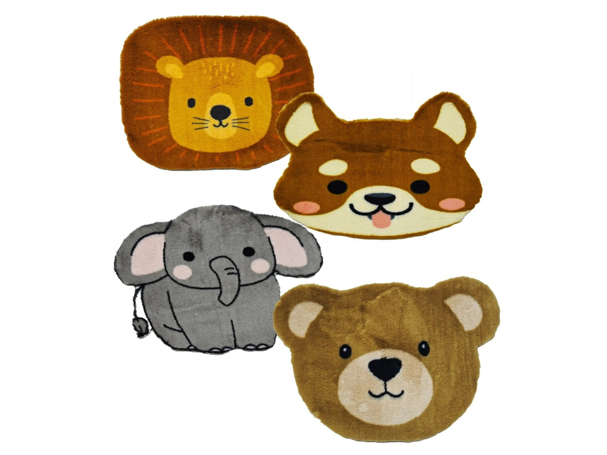 Tappeto sagomato a forma di animali in poliestere 60x90cm, 4 soggetti assortiti