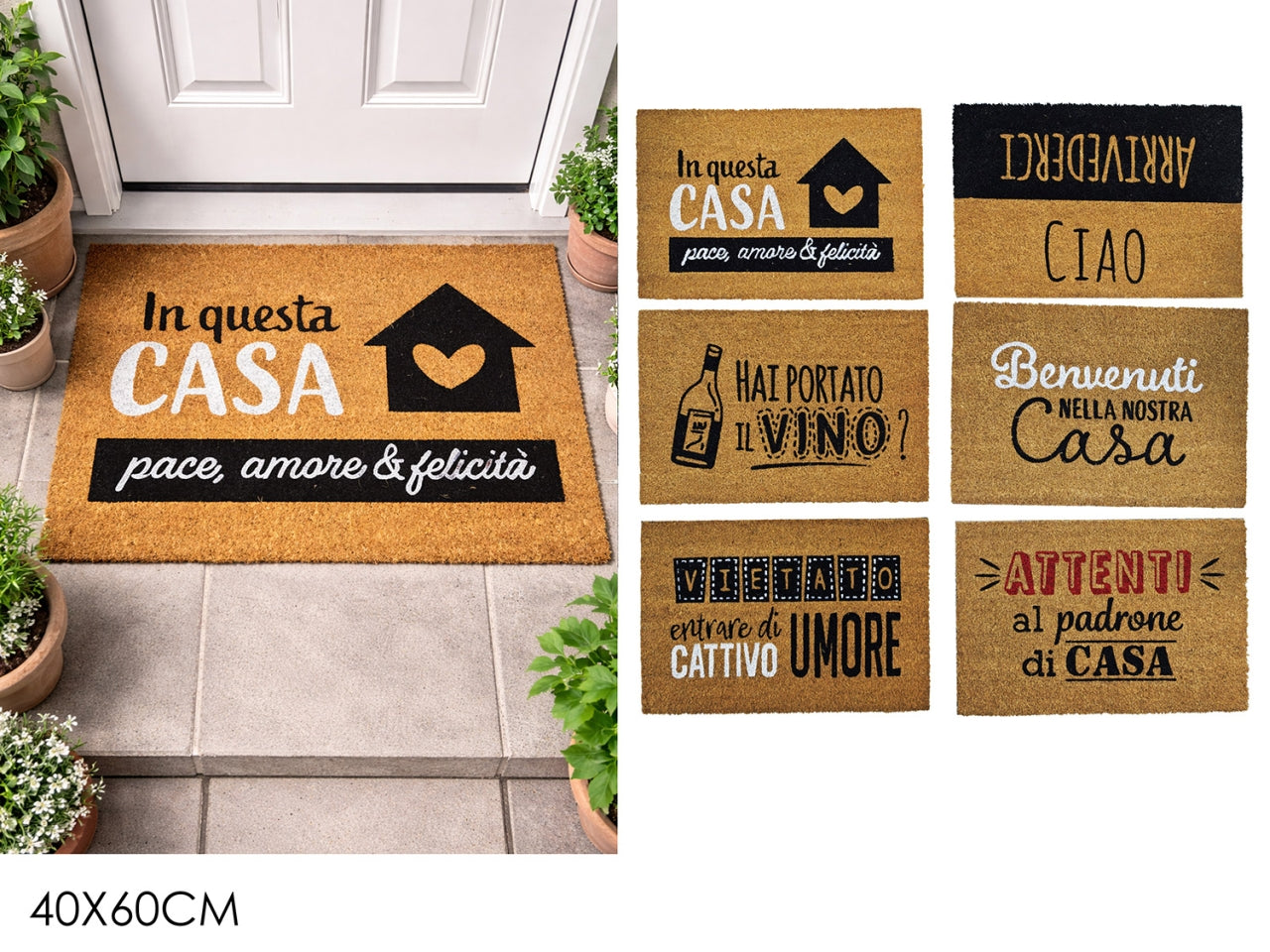 Tappeto decorato 40x60cm in 6 scritte assortite