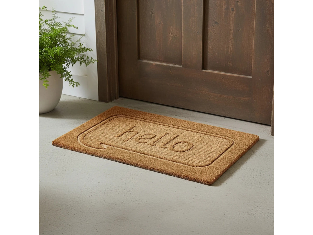 Tappeto in cocco e pvc con scritta 40x60cm, 2 modelli assortiti