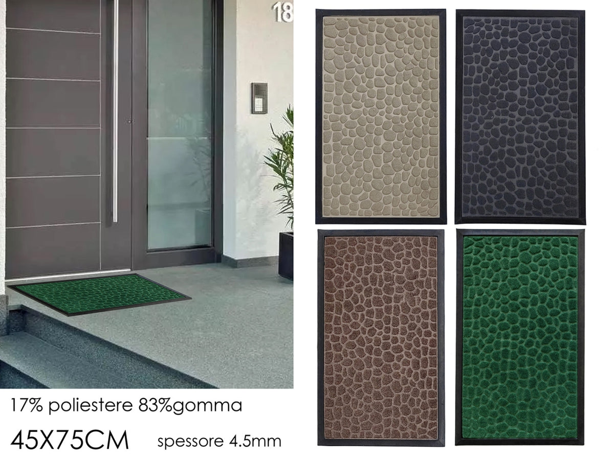 Tappeto effetto sassolini 45x75cm in poliestere e gomma, 4 colori assortiti