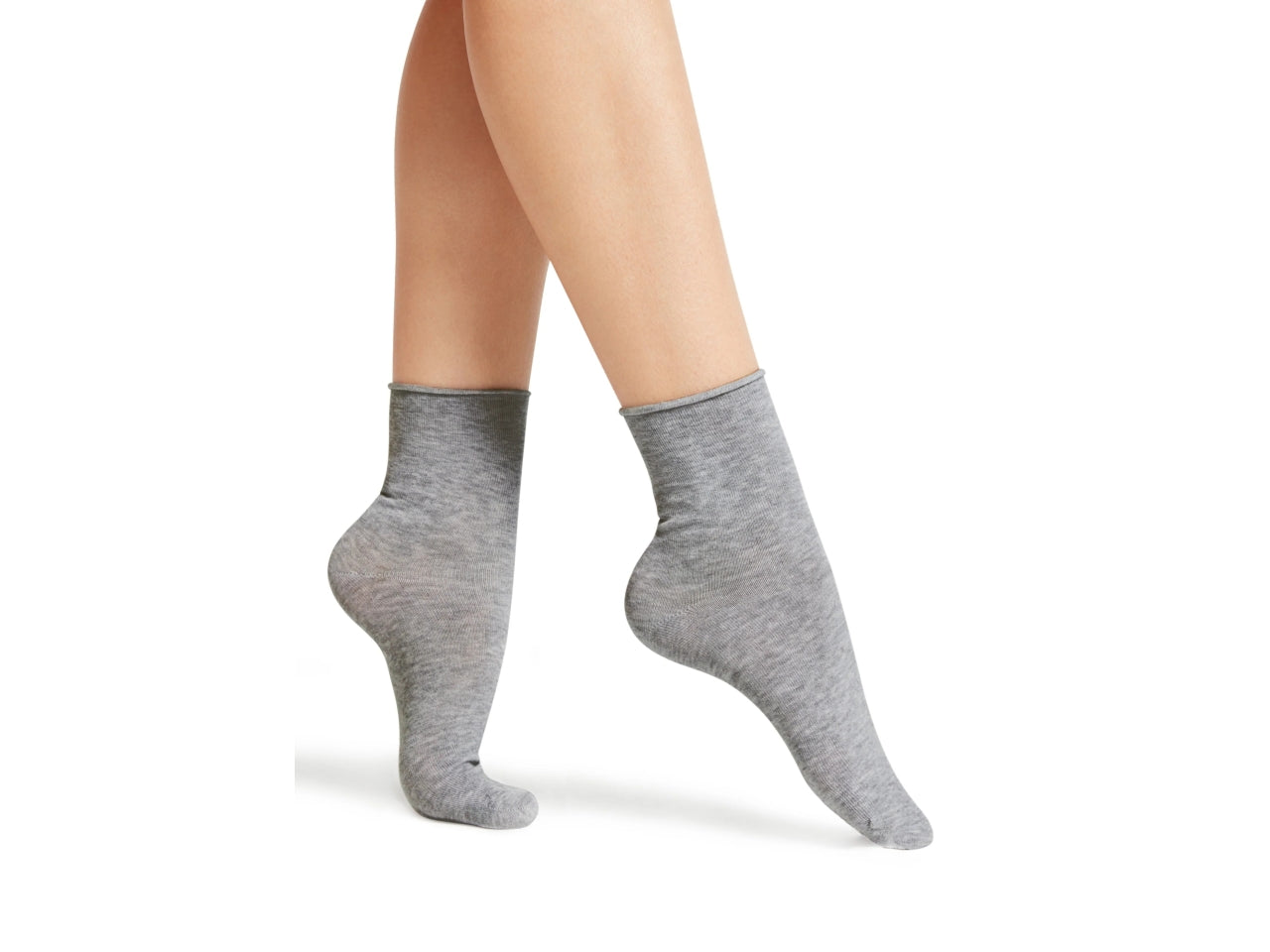 Calzino da donna set da 3 paia taglio al vivo taglia unica grigio melange